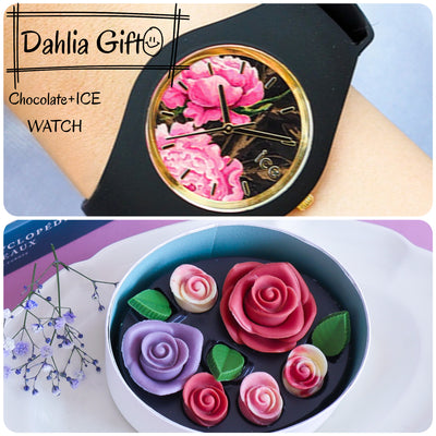 季節限定【ICE-WATCH+ Chocolate】ICE flower - ブラックダリア - スモール+- ＋ロズレ・ダリア チョコレート