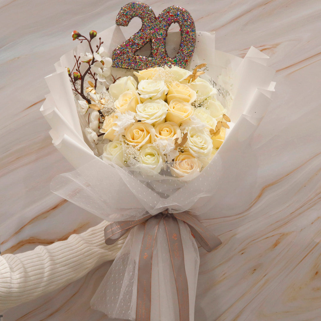 観賞用ソープフラワー:rafulu】＜成人式！＞20thローズブーケ（全3種