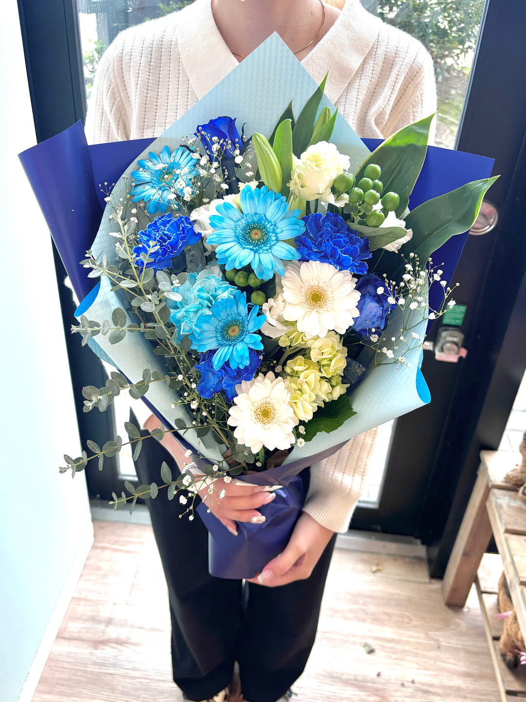 生花】カラードおまかせ花束（ブーケ）L ＜ブルー系＞ – karendo