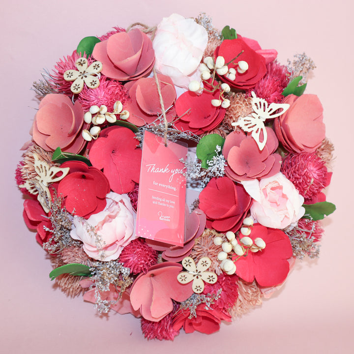 Rococoantiquepinkリース直径約40cm花幅約15㎝ プランタンリース6－M – karendo online shop