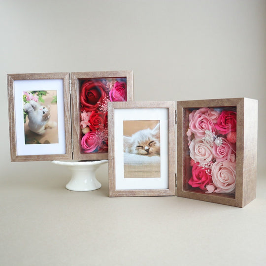 【観賞用ソープフラワー:rafulu】LED付タイムレスフォトスタンド（全３色）