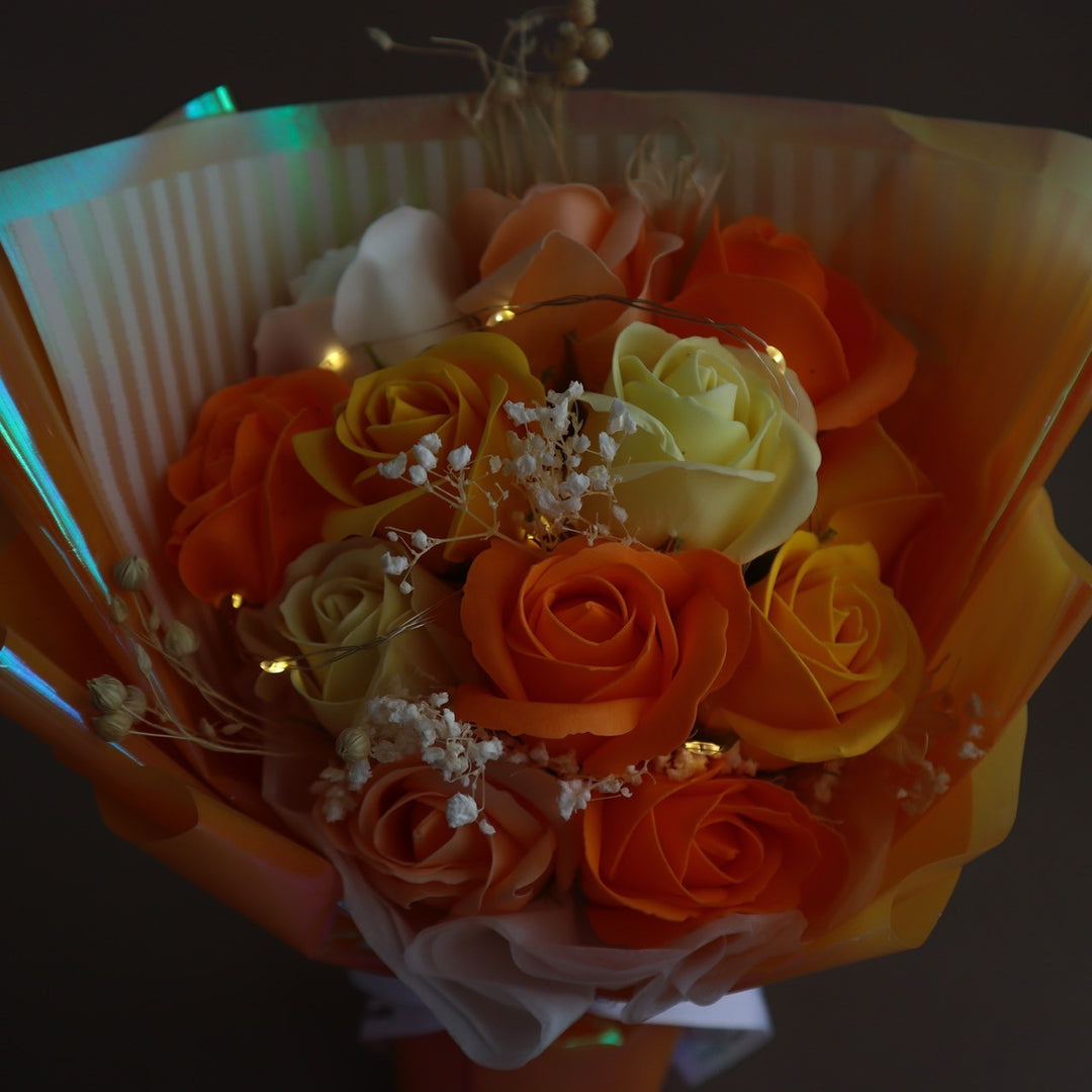 りさ　オルゴナイト　ハロウィンでか耳くま　オレンジプリザードフラワー薔薇 ハロウィン ベアー プリザーブドフラワーギフト・花の通販