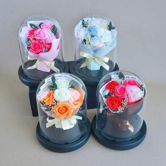 【観賞用ソープフラワー:rafulu】ガラスドーム Ｍ＜全4種＞