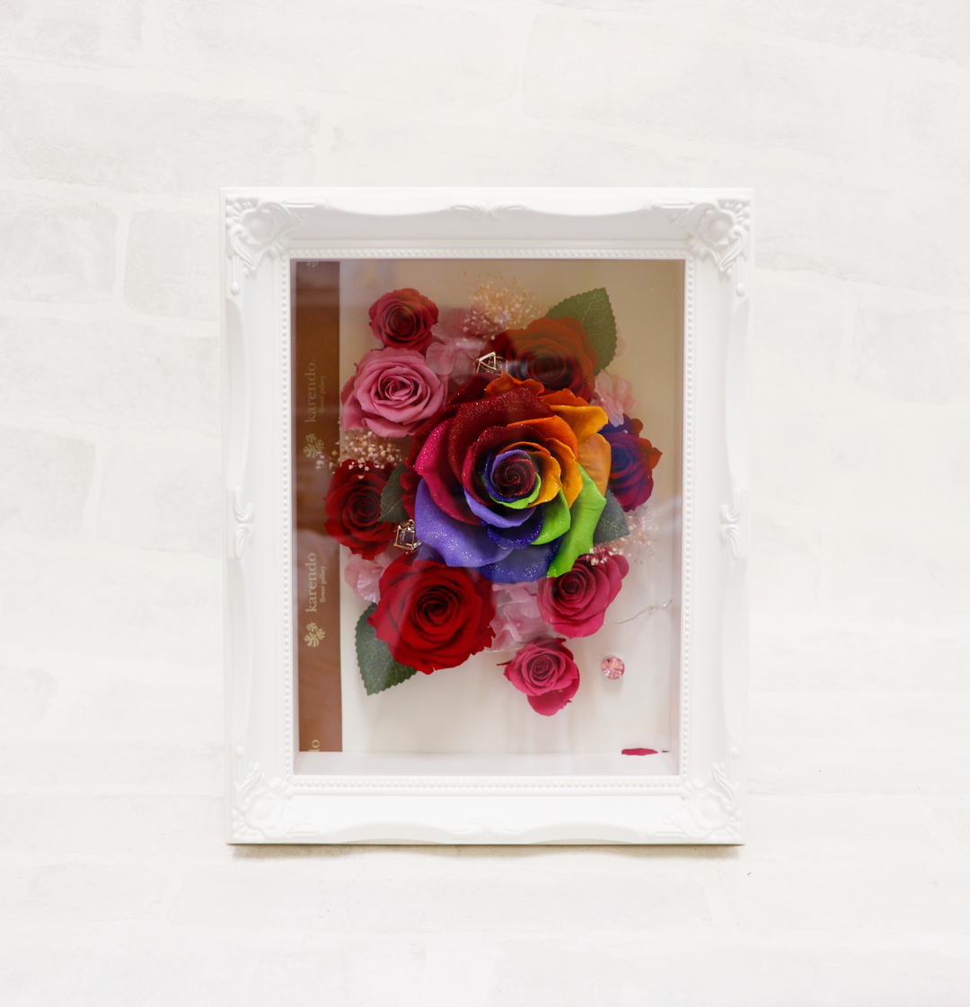 プリザーブドフラワー】LED付ダイヤモンドローズ 入りフレーム プリザーブドフラワー】LED付ダイヤモンドローズ 入りフレーム