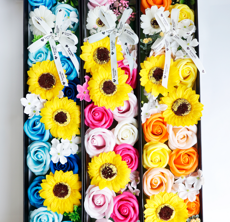 入浴用ソープフラワー:emi】ひまわりスマートボックス(全3色 入浴用ソープフラワー:emi】ひまわりスマートボックス(全3色