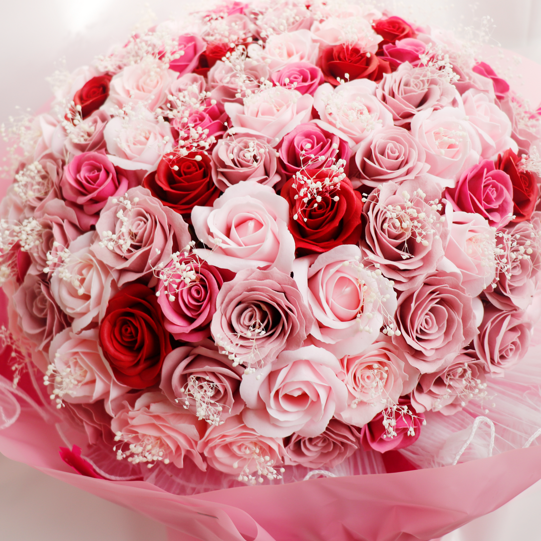 観賞用ソープフラワー:rafulu】108本ピンクローズブーケ – karendo