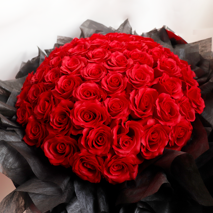観賞用ソープフラワー:rafulu】60本アニバーサリーレッドローズブーケ