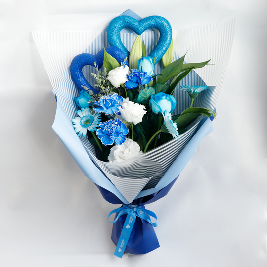 【生花】男性用完全おまかせ花束　M＜ピック付＞