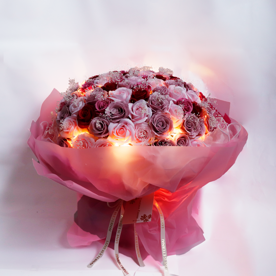 観賞用ソープフラワー:rafulu】108本ピンクローズブーケ – karendo