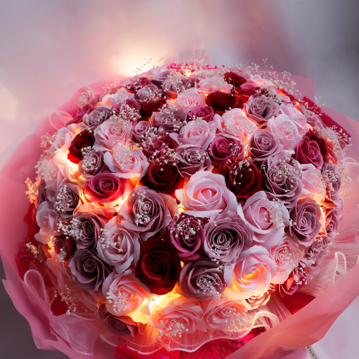 観賞用ソープフラワー:rafulu】108本ピンクローズブーケ – karendo