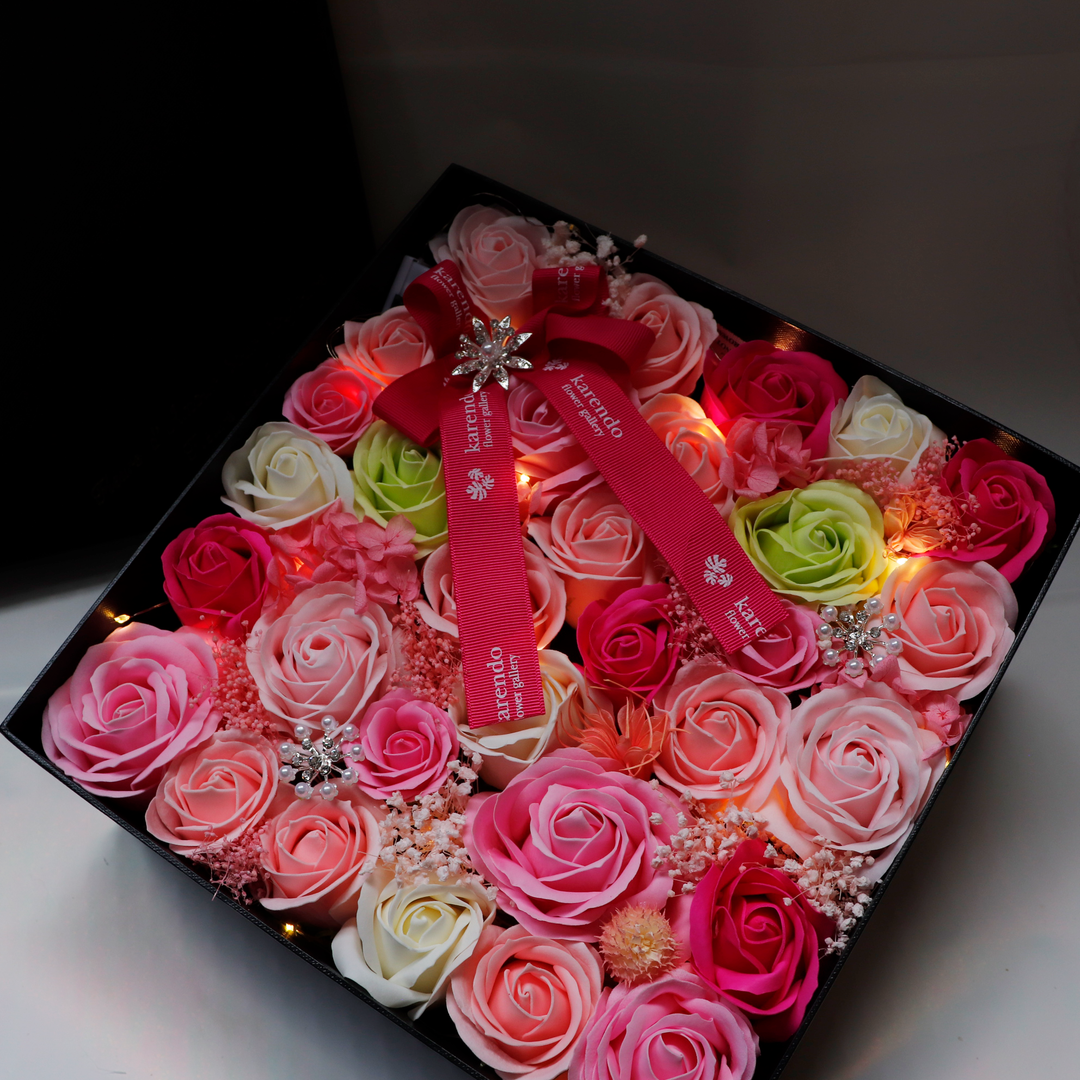 観賞用ソープフラワー:rafulu】LED付コフレ・ノワールL（全5色