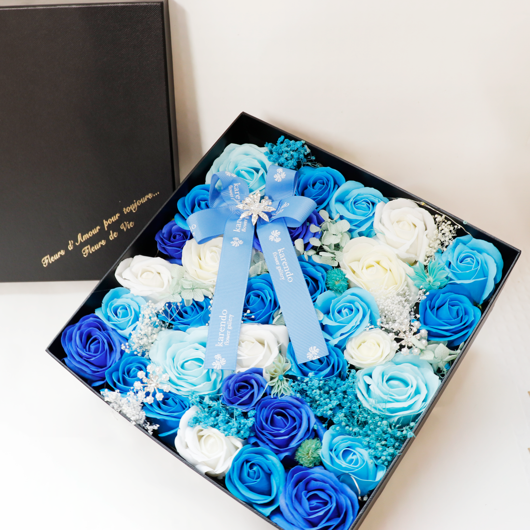 FRANCOFERRARO フランコフェラーロ　花柄　薔薇　リボンテープ　未使用 観賞用ソープフラワー:rafulu】LED付コフレ・ノワールL（全5色