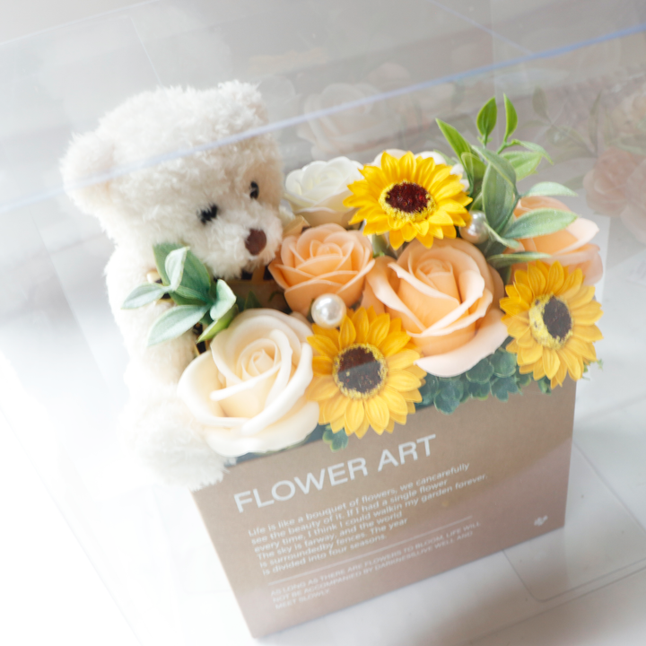 PRIDE フラワープリント ブルゾン　美品 観賞用ソープフラワー:rafulu】クリアベアアレンジM（全3色