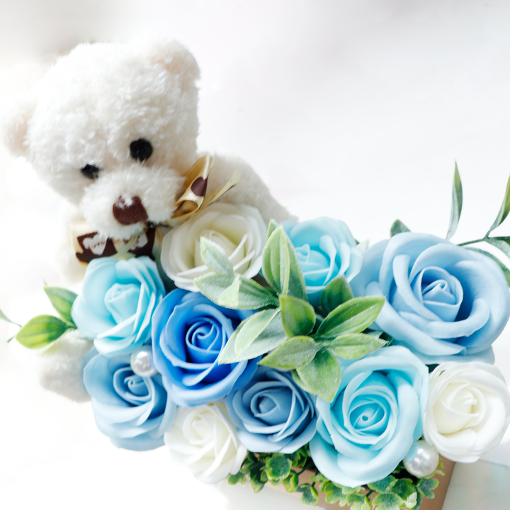 観賞用ソープフラワー:rafulu】クリアベアアレンジM（全3色