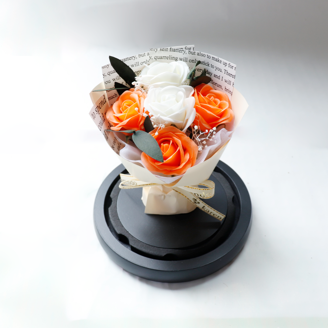 観賞用ソープフラワー:rafulu】ガラスドーム M＜全4種