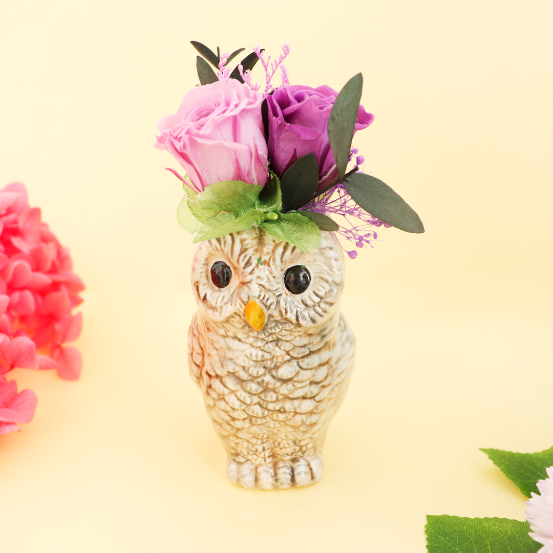 フラワーとフクロウデザインのカフリンクス フラワーとフクロウデザインのカフリンクス フラワーとフクロウ