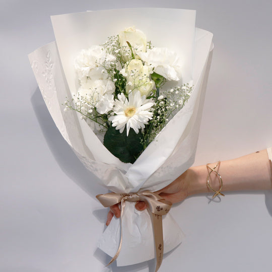 ＜LED付も選べます！＞【生花】推し活花束S　ホワイト