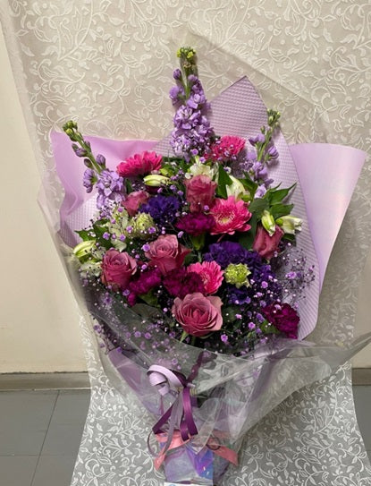 【生花】カラードおまかせ花束（ブーケ）LL　＜ピンク系＞