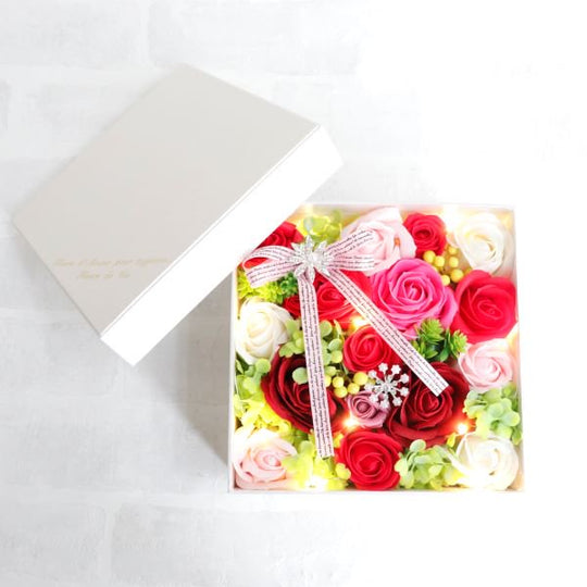 【観賞用ソープフラワー:rafulu】LEDホワイトギャレBOX　M（全5色）