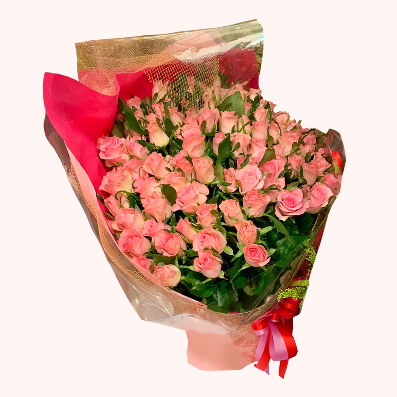 【生花】ピンクバラ108本の花束