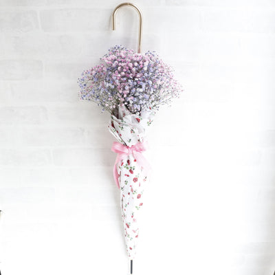 【最短9/21お届け～】【生花　かすみ草】Umbrella Bouquet｜プティローズ柄（アイボリー）