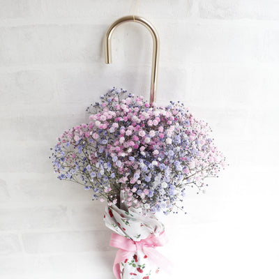 【最短9/21お届け～】【生花　かすみ草】Umbrella Bouquet｜プティローズ柄（アイボリー）