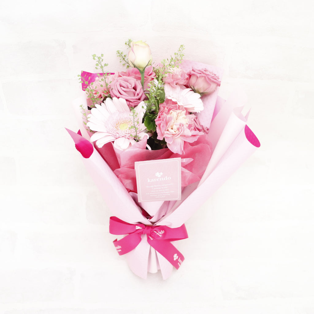 【生花】カラードおまかせ花束（ブーケ）S ＜ピンク系＞ – karendo 