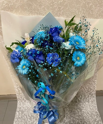 【生花】カラードおまかせ花束（ブーケ）L　＜ブルー系＞