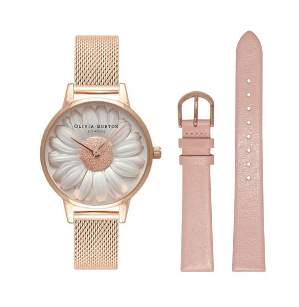 karendo限定】OLIVIA BURTON 3Dデイジーローズゴールドメッシュ&レザー karendo限定】OLIVIA BURTON 3Dデイジーローズゴールドメッシュ&レザー
