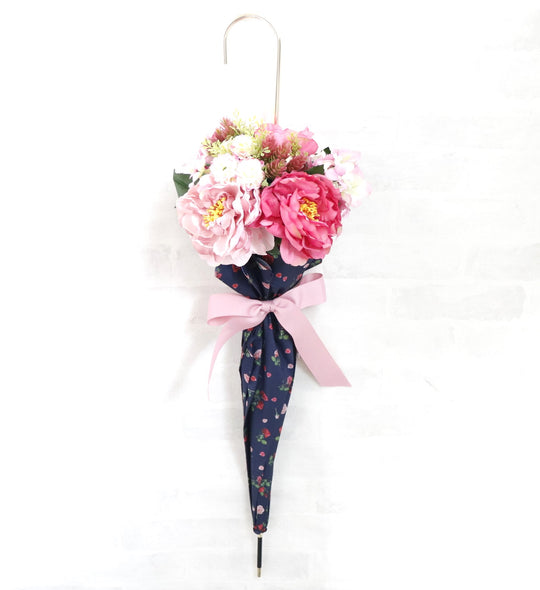 【アーティフィシャルフラワー】Umbrella Bouquet｜プティローズ柄（ネイビー）