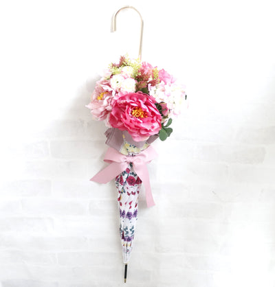 【アーティフィシャルフラワー】Umbrella Bouquet｜ピンクスカーフ柄