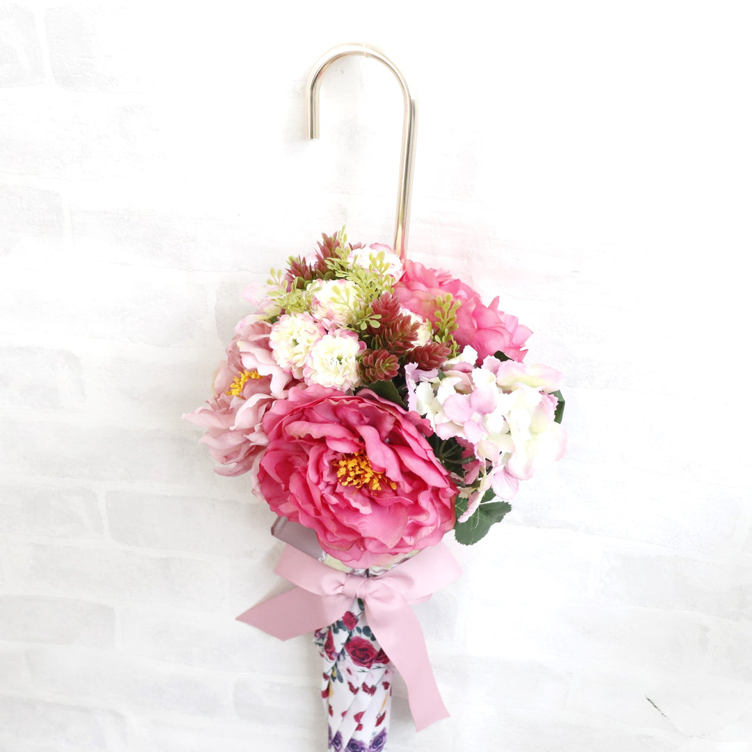 アーティフィシャルフラワー】Umbrella Bouquet｜ピンクスカーフ柄 